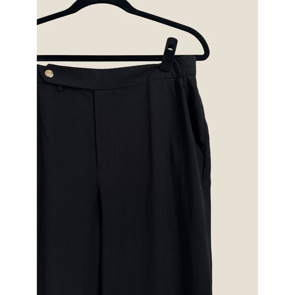 Ralph Lauren 96% Wool Black & Gold Cuffed Hem Trousers Pants Size 10 - Picture 5 of 10